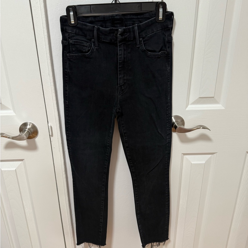 MOTHER Black Ankle Jeans Metallic Star Detail 27